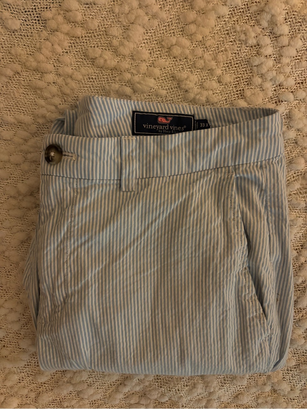 Vineyard Vines Light Blue and White Seersucker Shorts